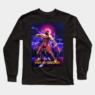 Ninja Gaiden Retro wave neon city Long Sleeve T-Shirt